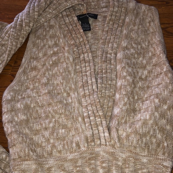 INC silver tan and white metallic sweater - Picture 1 of 4